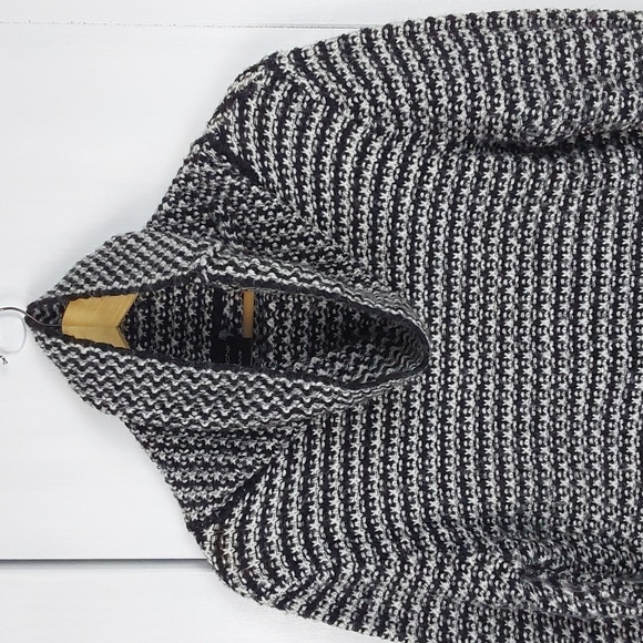 Cliche` Womens Black/White WOVEN Wool Knit Sweater Dress Mod edgy Sz.S - Picture 2 of 11